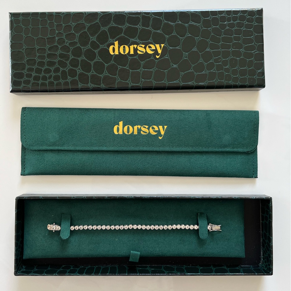 Dorsey James Bezel 3MM Lab White Sapphire Silver Rivière Bracelet